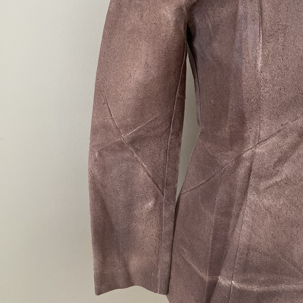 Express Painted Canvas Brown Blazer Jacket Size 0 - Picture 3 of 10
